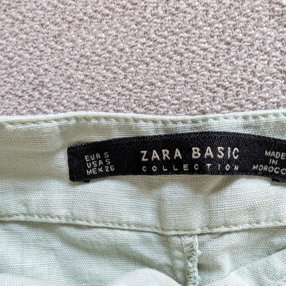 Zara Light Green Linen Ruffled Wrap Skirt - Picture 5 of 7